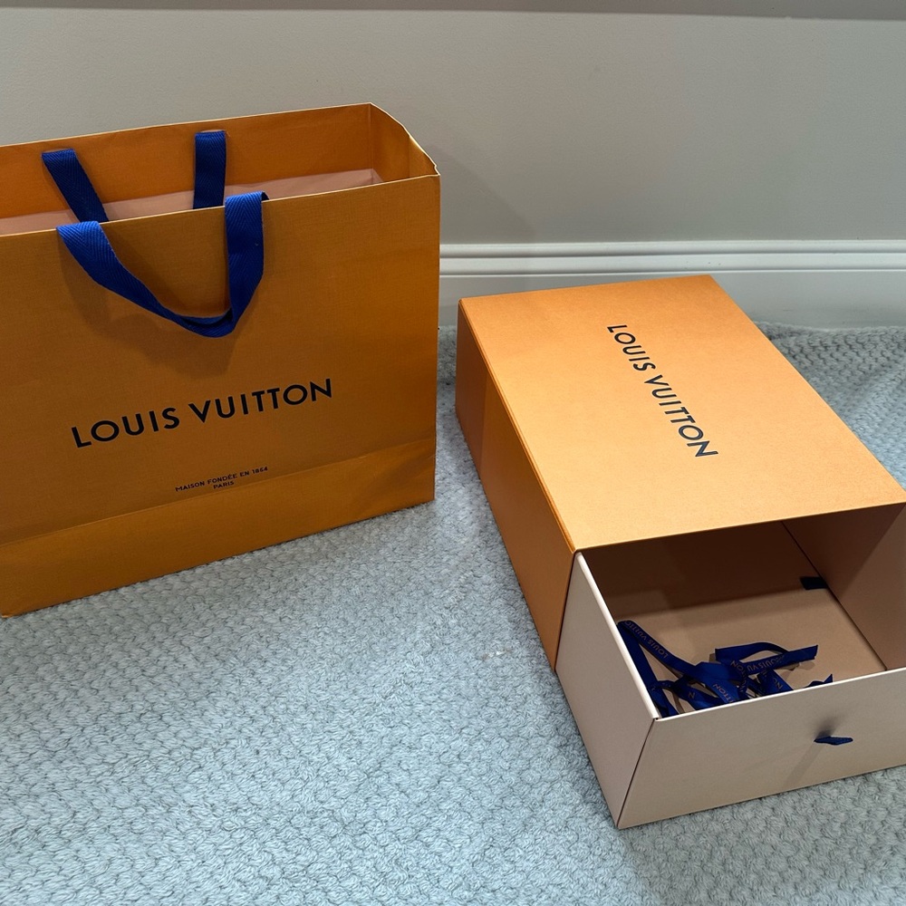 Louis Vuitton Orange Shopping Bag and Box